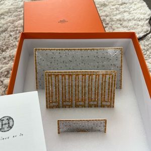 Brand New Hermès Mosaïque au 24 gold set of 3 square plates